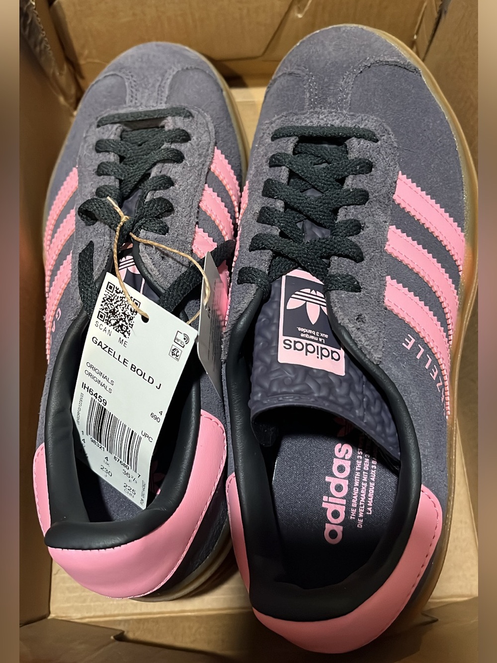 adidas Gazelle Bold J Gray and Pink Sneakers